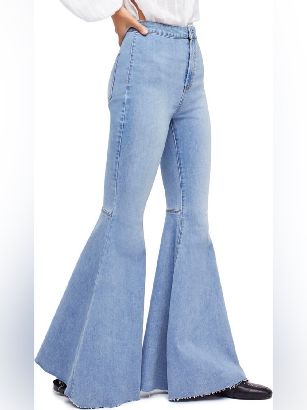 Free People Light Blue High-Waist Flare Jeans